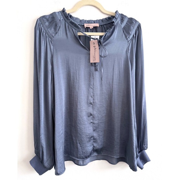 Philosophy Tops - NEW Philosophy Size Medium Smock Shoulder Satin Finish Peasant Blouse